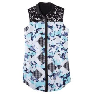 Peter Pilotto for Target Shirt Dress  Light Blue Floral/Check Print XL