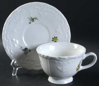 Tabletops Unlimited Beverly Rose Footed Cup & Saucer Set, Fine China Dinnerware