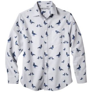 Mossimo Supply Co. Mens Long Sleeve Oxford Button Down   Blue Pigeon Print S