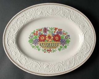 Wedgwood Windermere Multicolor 16 Oval Serving Platter, Fine China Dinnerware  