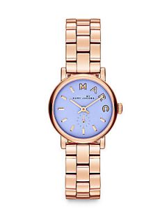 Marc by Marc Jacobs Blue Dial Rose Goldtone Finished Stainless Steel Bracelet Wa