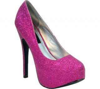 Womens Highest Heel Kissable 11   Fuchsia Glitter Polyurethane High Heels