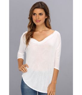 LAmade Drape Front Dolman Top Womens Long Sleeve Pullover (White)