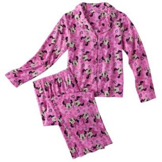Disney Minnie Mouse Girls Button Down Coat and Pant Pajama Set   Pink 8