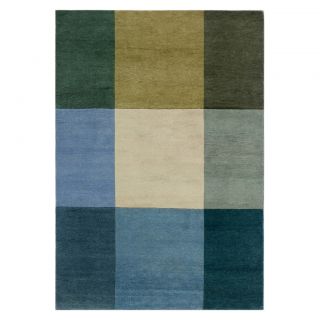 Hand knotted Geometric Light Turquoise Wool Rug (2 X 4)