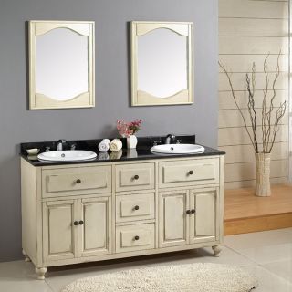 Kenneth Double basin Granite Vanity By Ove Decors (Antique white Type Double vanity Materials Granite, ceramic, solid hardwood and veneer Wood finish Antique white Hardware finish Brushed nickel Faucet is not includedCutout for sink Sink included Num