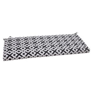 Outdoor Bench Cushion   Black/White Boxed In Geometric