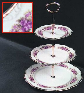 Grace Dresden Rose 3 Tiered Serving Tray (DP, SP, BB), Fine China Dinnerware   P