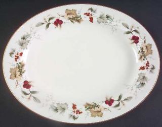 Royal Doulton Ardon 13 Oval Serving Platter, Fine China Dinnerware   Red&Green