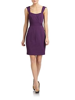 Pintucked Strap Seamed Cocktail Dress   Plum