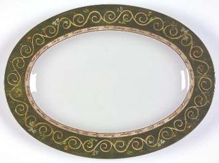 American Atelier Bouquet Garni 14 Oval Serving Platter, Fine China Dinnerware  