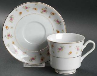 Mikasa Remembrance Footed Cup & Saucer Set, Fine China Dinnerware   Scattered Fl