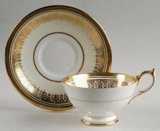 John Aynsley Champagne Footed Cup & Saucer Set, Fine China Dinnerware   Thick Go