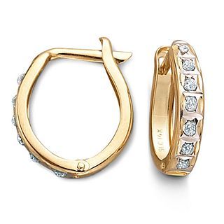 14K Diamond Fascination Hoop Earrings, Womens