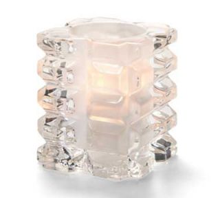 Hollowick Faceted Votive Lamp w/ Cube Style, 3x3.25 in, Glass, Clear Satin Linen
