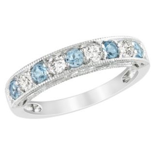 Silver 3/4ct Blue Topaz and Created White Sapphire Ring