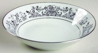 Noritake Geneva Fruit/Dessert (Sauce) Bowl, Fine China Dinnerware   Black Flower