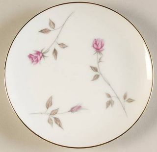 Marquise Rosetta Bread & Butter Plate, Fine China Dinnerware   Pink Roses,Gray