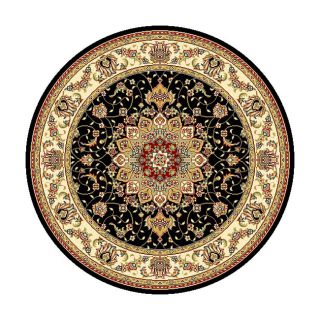 Lyndhurst Collection Traditional Black/ Ivory Rug (8 Round) (BlackPattern OrientalMeasures 0.375 inch thickTip We recommend the use of a non skid pad to keep the rug in place on smooth surfaces.All rug sizes are approximate. Due to the difference of mon
