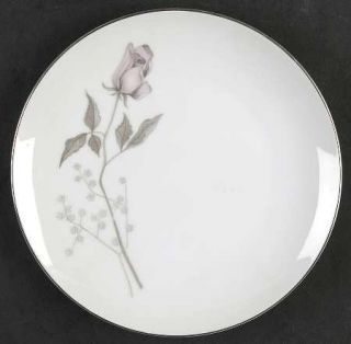 Mikasa Gwen Bread & Butter Plate, Fine China Dinnerware   Pink Rosebud,Gray Stem