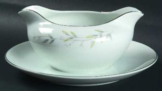 St Regis 101 Gravy Boat with Attached Underplate, Fine China Dinnerware   White