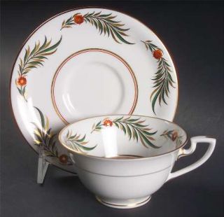Royal Worcester Victoria Footed Cup & Saucer Set, Fine China Dinnerware   Orange