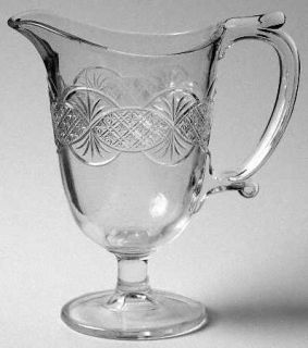Unknown Crystal Chain Creamer   Pressed,Clear,Starred Ovals,Fans