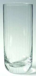 Tabla Crystal Drizzle Highball Glass   Clear,Wavy Etched Lines,No Trim