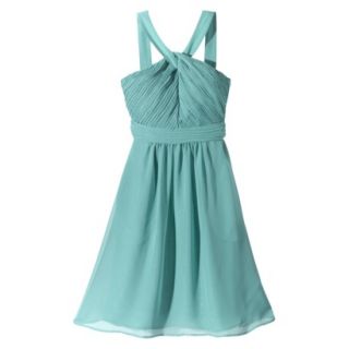 TEVOLIO Womens Plus Size Halter Neck Chiffon Dress   Blue Ocean   24W