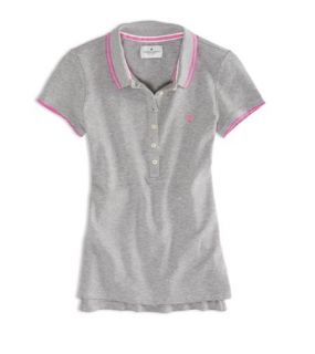 Charcoal Heather AEO Factory Tipped Polo, Womens L