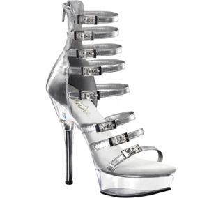 Womens Pleaser Allure 647   Silver Metallic Polyurethane/Clear Strappy Shoes
