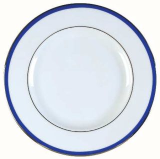 Lenox China Emma Salad Plate, Fine China Dinnerware   Blue Band, Platinum Trim A