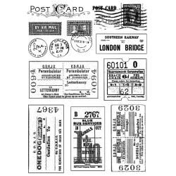 Crafty Individuals Unmounted Rubber Stamp 4.75 X7 Pkg  Vintage Tickets And Postmarks