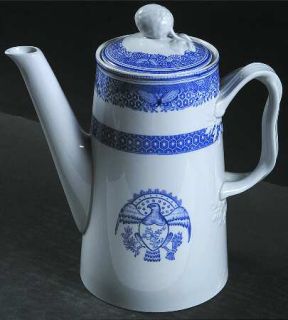 Spode Heritage Blue Coffee Pot & Lid, Fine China Dinnerware   New Stone, Blue Bo