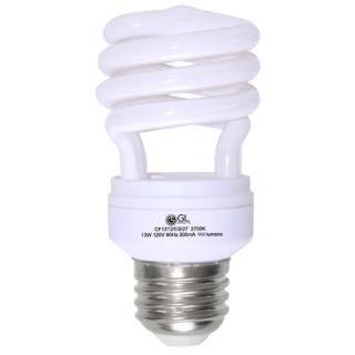 Goodlite G 10842 13 watt Cfl 60 Watt Replacement 900 lumen T2 Spiral Light Bulbs 10,000 Hour Life Super White 5000k (case Of 25)