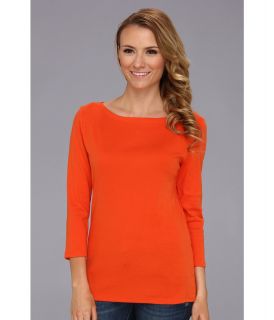 Jones New York 3/4 Sleeve Boatneck Womens Long Sleeve Pullover (Orange)