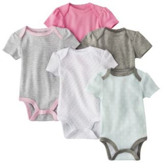 Circo Newborn Girls 5 Pack Short sleeve Bodysuit   Pink/Grey 3 6 M