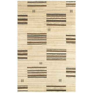 Hand knotted Abstract Natural/ Beige Wool Area Rug (8 X 10)