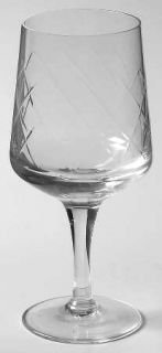 Easterling Lady Victoria Wine Glass   Criss Cross Cut On Bowl, Smooth Stem