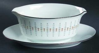 Noritake Tiffany Gravy Boat with Attached Underplate, Fine China Dinnerware   Gr