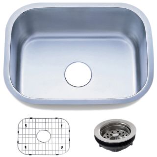 23.5 inch Stainless Steel 18 Gauge Undermount Single Bowl Kitchen Sink Basket