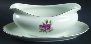 Norcrest Embassy Rose Gravy Boat with Attached Underplate, Fine China Dinnerware