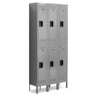 Tennsco 2 Tier Locker   15X18x36 Openings   3 Lockers Wide   Welded   Medium Gray   Medium Gray