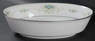 Noritake Culeton 9 Oval Vegetable Bowl, Fine China Dinnerware   Aqua & Blue Flo