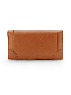 Framed Continental Leather Clutch   Brown