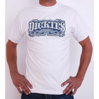 Dickies Scorpion Mens Crewneck White T shirt (large) (White and Blue )