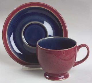 Denby Langley Harlequin Footed Cup & Saucer Set, Fine China Dinnerware   Multico