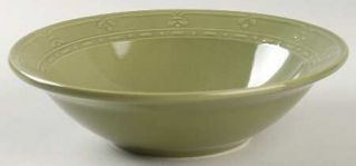  Firenza Sage Rim Soup Bowl, Fine China Dinnerware   All Green,Embossed