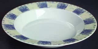 Dansk Checkar Blue Rim Soup Bowl, Fine China Dinnerware   Blue Squares On Rim, S