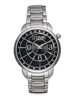 Crystal & Stainless Steel Bracelet Watch   Silver Black